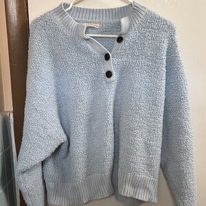 La Hearts Light Blue Textured Women's Sweater